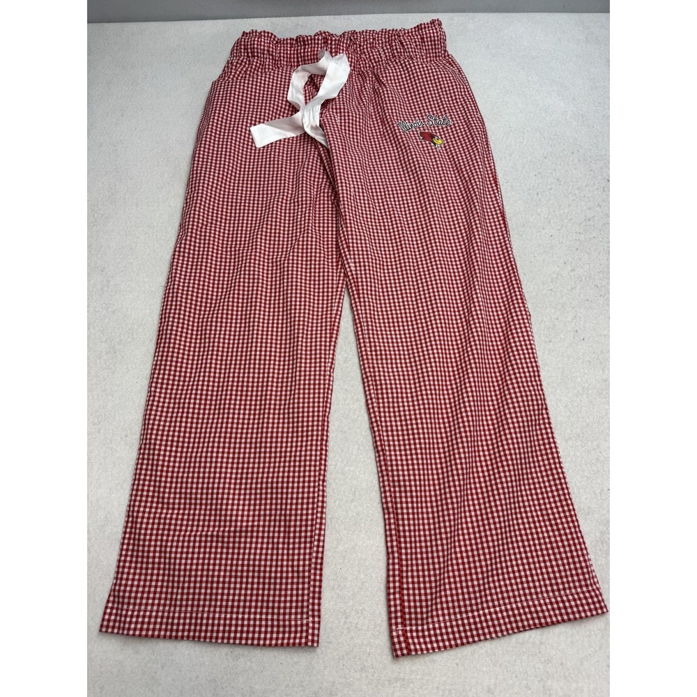 Illinois State Redbirds Pajama Lounge Pants Women's Medium Red White Gingham